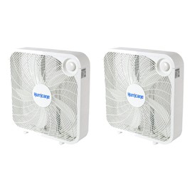 Hurricane 20 Inch Classic Series Floor Box Fan, Indoor Home Cooling Unit with 3 Speed Settings and Floor Mounting Construction, 2 Pack of Fans, White