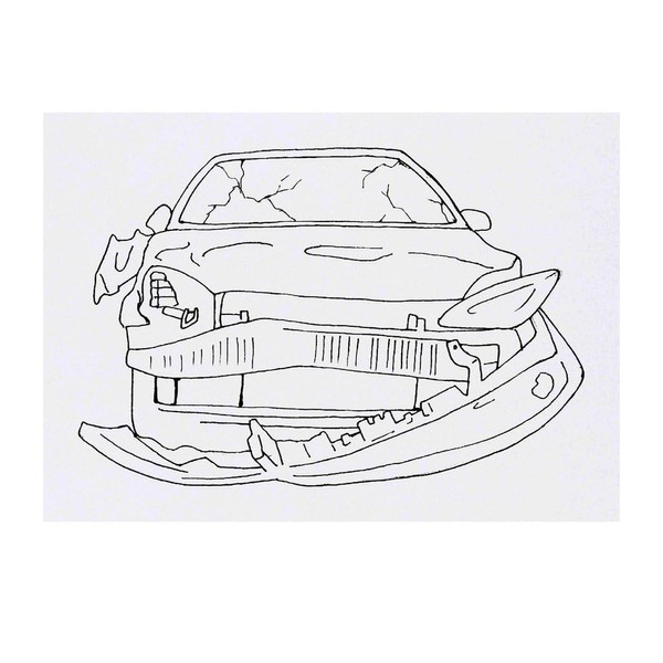 'Crashed Car' Temporary Tattoo - Water Resistant, Skin-Safe, Non-Toxic Transfer