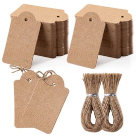 toocoo TOOCOO 200 Pieces Premium Gift Tags with 200 Roots Natural Jute Twine Double Sided Kraft Price Tags Craft Tags Tags Jewelry Tags with String