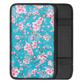 Quelytytrip Cherry Blossom Car Center Console Cover,Comfortable Car Armrest Cover Pad,Universal Fit for Sedan, Truck, SUV