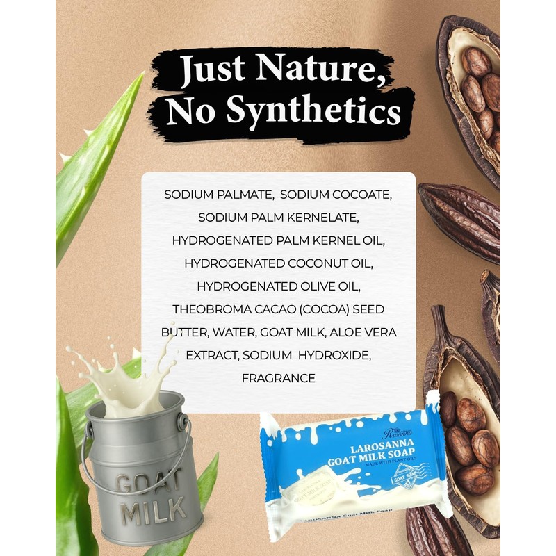 larosanna Australian Goat Milk Soap,Helps Moisturize,Smooth & Cleanse Skin,Triple-milled Bar