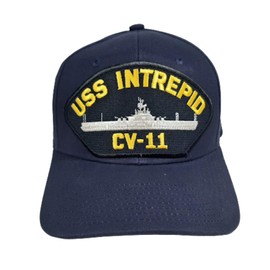 EAGLE CREST USS Intrepid CV-11 Embroidered Patch Cap Baseball Hat Strapback Navy Blue