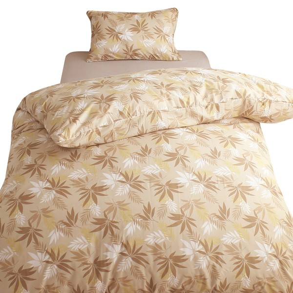 Merry Night FF12114-96 Double-sided Zipper Duvet Cover "Resort Leaf" Beige Single Long Approx. 59.1 x 82.7 inches (150 x 210 cm) Easy to put on and take off Easy to put in futon washable hygiene clean
