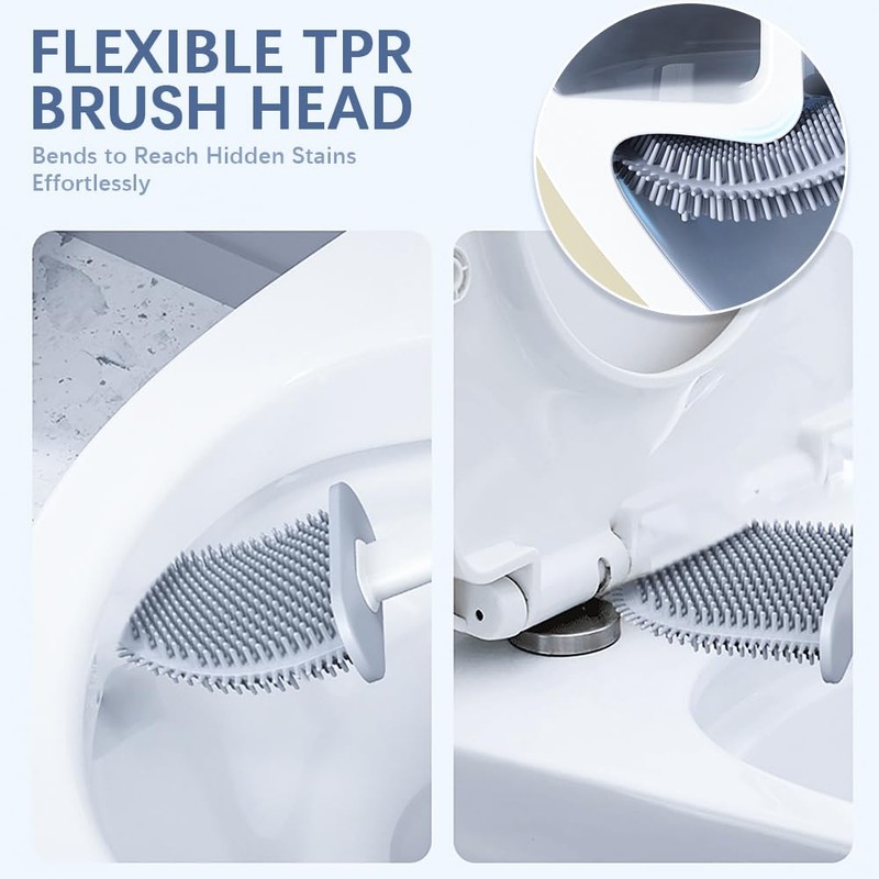 Kucucyle RV Silicone Toilet Brush with TPR Bristles & Detachable