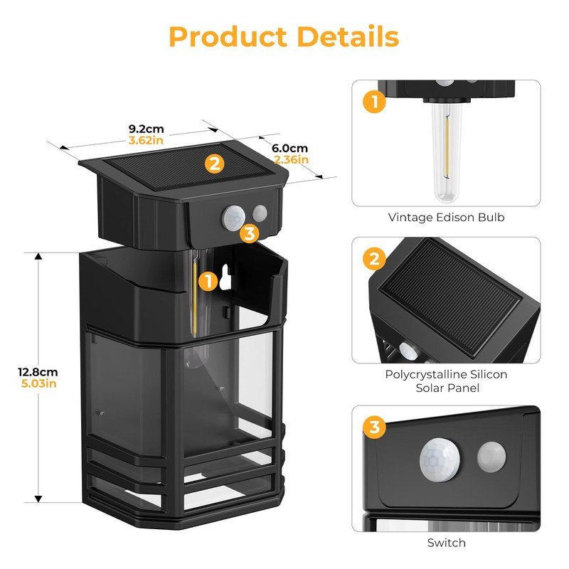 btfarm 4 Pack Solar Wall Lights Outdoor, Dusk to Dawn