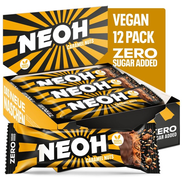 NEOH Zero Sugar Caramel Nut Bar Vegan & Low Carb 137 kcal & 1g Sugar 6 g Protein The Healthy Alternative to Traditional Sweets Pack of 12