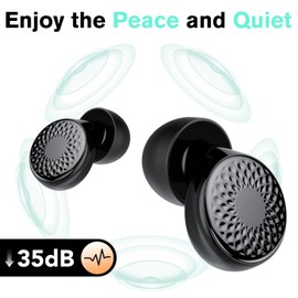 25 New Ear Plugs for Sleeping, 45 dB Noise Cancelling Earplugs, 0 Pressure Feeling, Translucent Black