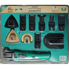 FastCraft 42pc Oscillating Tool Model JD2545U-K - New Multi Tool -Great Holiday Gift - 5A PEAK Rated 2.4A/Keyless Blade Change/6 Speeds/Fast Carbon Brush Replacement/3-4 Angles + 40pc Blades - Multi Tool