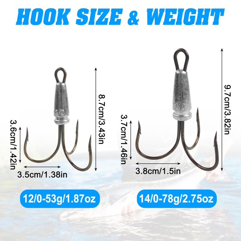 Snagging Hooks Weighted Treble Hooks, 5pcs Weighted Fishing Hooks Large
