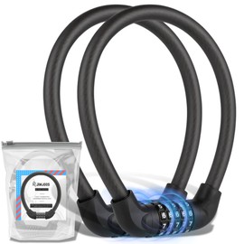 JIMJOOS Heavy Duty Bike Locks - 5-Digit Combination Cable Bicycle Locks - Waterproof Motorbike Locks - Ideal for Cycle, Motorcycle, Scooter, Mountain Bike, Pram - Includes Protective Pouch (Pack of 2)