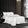 HommxJF 5Pcs White Satin Sheets Set Breathable Luxury Silky Satin