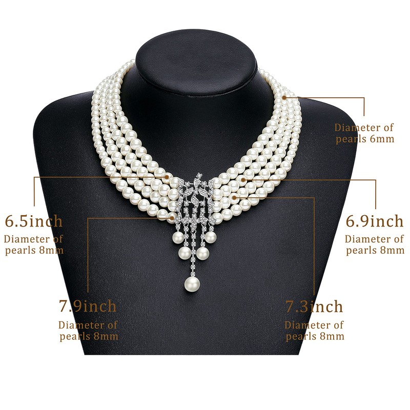 BABEYOND - Collar de perlas Gatsby de los años 20,