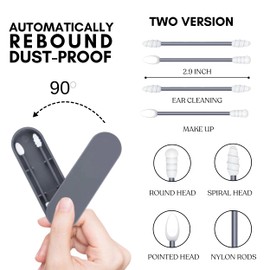 Portable and Reusable: Double-Tipped Silicone Swabs – for Cleanable Ear Care, Makeup, and Travel Essentials (Pink)