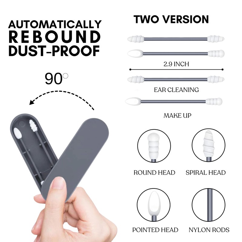 Portable and Reusable: Double-Tipped Silicone Swabs – for Cleanable Ear