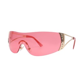 GUVIVI Wrap Around Y2K Sunglasses for Women Men Shield Flat Top Black Sunglasses Futuristic Frameless Gradient Lens Sun Glasses Eyewear