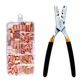 IMCCZONY 250pcs GT Copper Connecting Pipe Wire Joint Small Copper Tube Terminal Cable Lug Bootlace Ferrule Kit W/Crimping Pliers