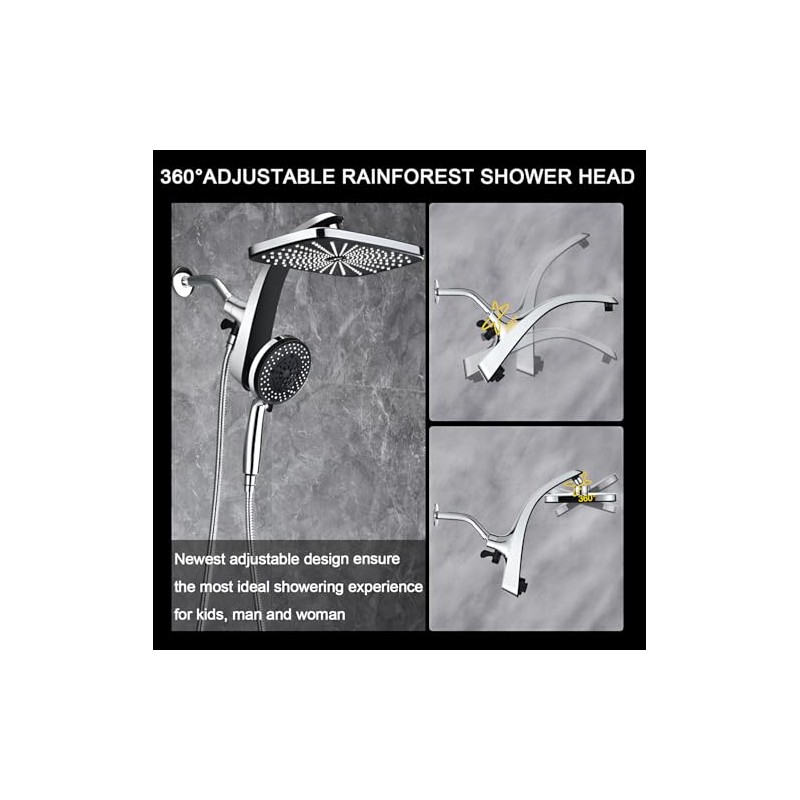 Rain Shower Head with Handheld Showerhead, Chrome 1.8GPM 460311