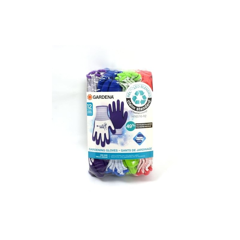 Gardena One Size Gardening Gloves, Latex Coating on a Polyester