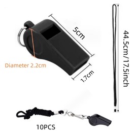 DACUAN Sports Whistles with Lanyard,10 Pcs Black Whistle, Loud Crisp Sound Whistles Bulk Perfect for Coaches for Football Sports Lifeguards Survival Emergency Training for Referees and Officials