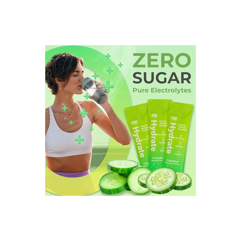 310 Nutrition Polvo de electrolitos sin azúcar - Paquetes de