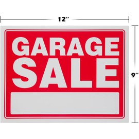 Ram-Pro Garage Sign Red Yard Street Signs - 9 x 12 Inch Plastic Banner Labels for Winter, Christmas, Holiday Sale Events (Pack of 8)