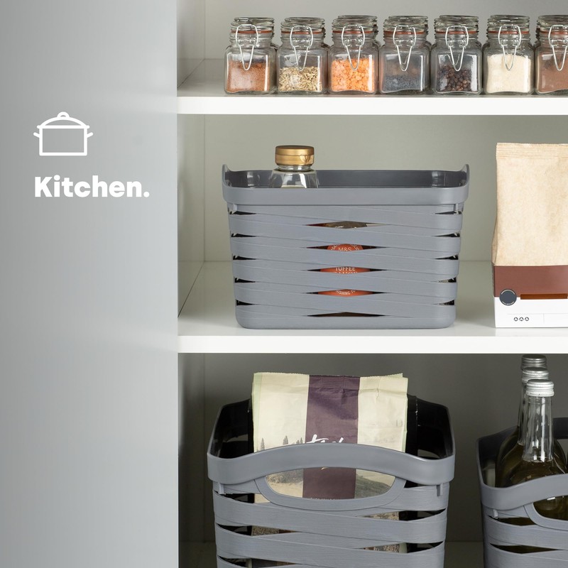 LIVIVO Set of 3 Storage Baskets Kaari – Weaved Stackable