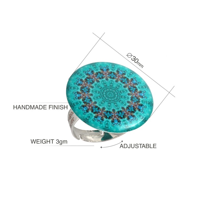 Boho Groß Mandala Design Runde Statement Ringe Einstellbar Schmuck für