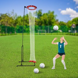 HAPPCUCOE Volleyball Setter Trainer Net,Volleyball Training Equipment Adjustable Height and Angle,Indoor Outdoor Volleyball Practice Net System with Wheels and Storage Bag