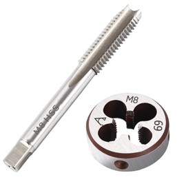 M8 x 1.25 Metric Thread Tap and Die Set, M8 x 1.25mm High-speed Steel Machine Tap Die Set Right Hand