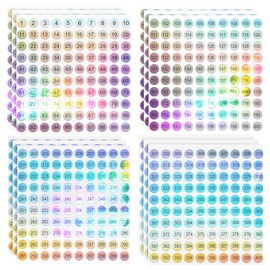 Simarro 12 Sheets Number Stickers (1-400), Self-Adhesive Waterproof Round Stickers for Organizing Nail Polish Bottle, Nail Sample Stick, Lipstick
