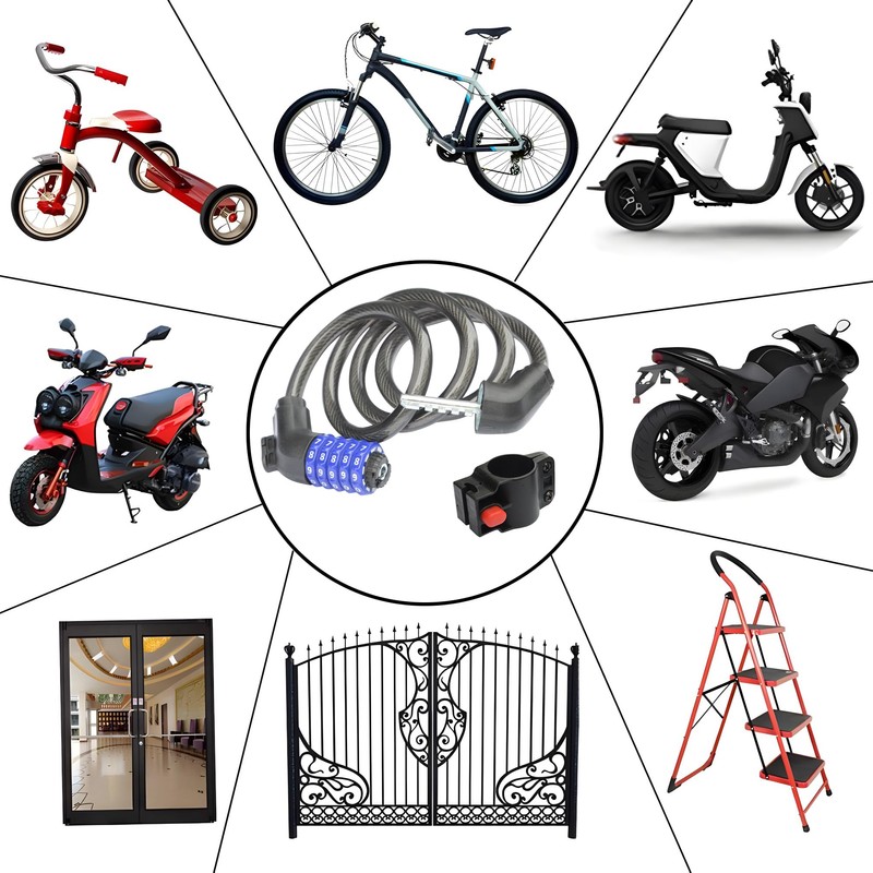 ZHEGE Wire Lock, Bicycle Key, 5-Digit Dial, Passcode, Security, Length