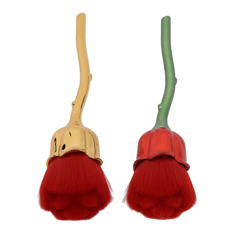 2pcs Rose Shape Nail Brush Dust Removal Thickened Die Cast