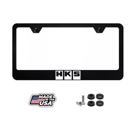 BLVD HKS Metal License Plate Frame | Street Racing Performance | Reflective White