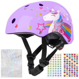 Kids Bike Helmet,Unicorn Castle Toddler Helmet Adjustable Skateboard Helmet Age 3-8 Years Cycling Skateboard Inline Skating Scooter,Light Purple
