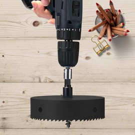 120mm Hole Saw, HSS Bi-Metal Hole Cutter with Pilot Bit for Plate Steel, Sheet Iron, Ceiling Board, Wood and Plasterboard, Black