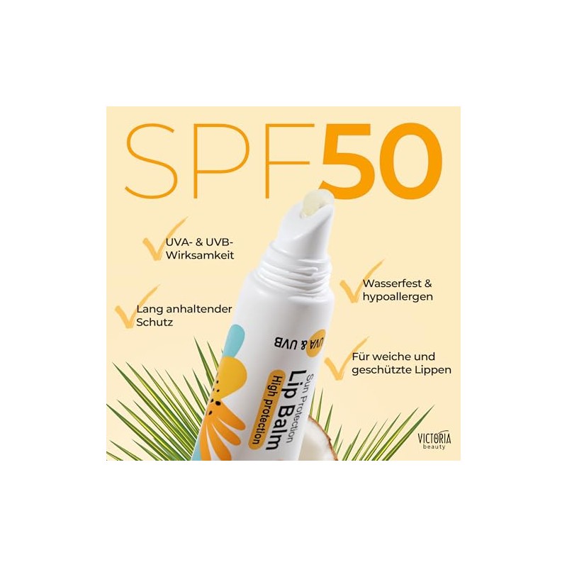 Victoria Beauty Lip Balm, Sun Protection Lips SPF 50, Lip