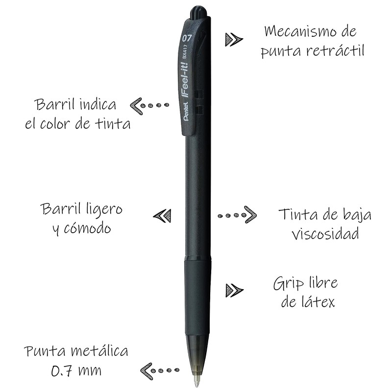 Pentel BX417BP3-M Bolígrafo Rt Feel-It 0.7 mm BP 3 piezas