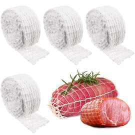12m Meat Netting Roll,Size 16,Elastic Smoked Meat Poultry Ham Netting Meat Butcher Twine Net Roll Wrapping Net,Beef Netting Roll for Meat Cooking Meat Sausage Making (4 Rolls-12m）