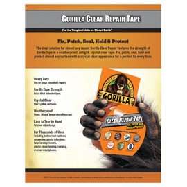 Gorilla Crystal Clear Duct Tape, 1.88" x 5 yd, Clear, (Pack of 7)