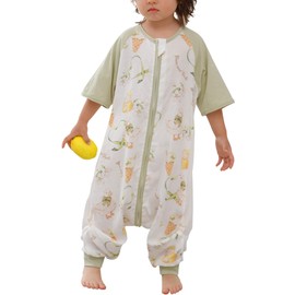 Panegy Sleeper for Kids, Summer, Baby Rompers, Kids' Sleeping Bag, Coverall, Front Opening, Short Sleeve, Prevents Sleeping Cold and Kicking Futons, Present, Boys and Girls, #a