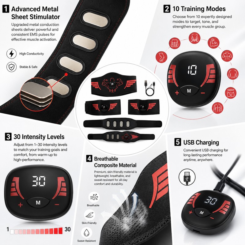 EMS Muscle Stimulator Belt for Massage & Relaxation – Adjustable