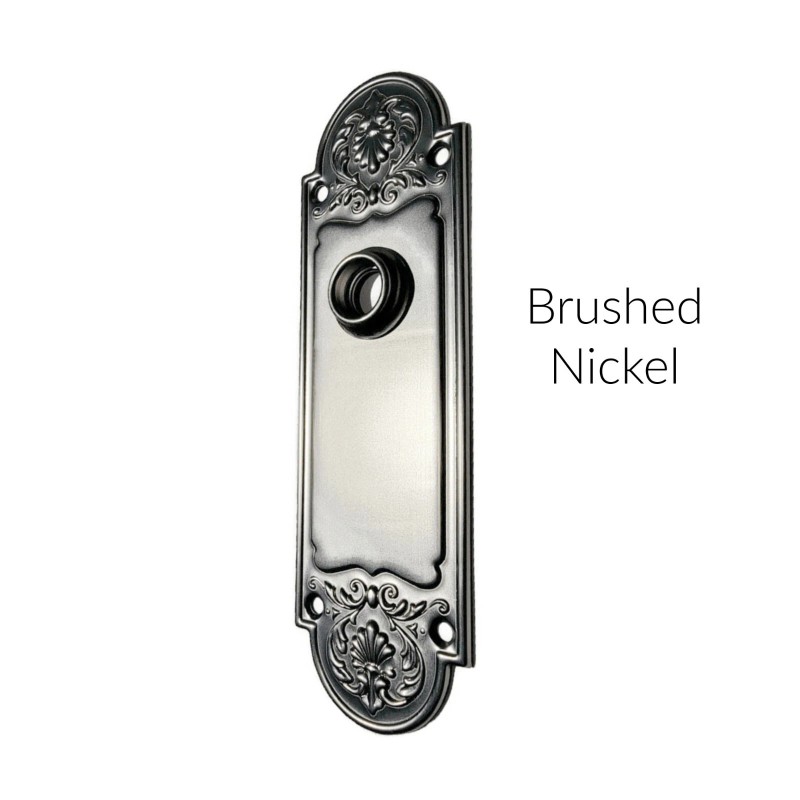 Refined antique style door trim escutcheon plate in the Polished