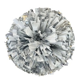 Danzcue 2PCS 6 Inch Plastic Cheerleading Pom Poms with Handle for Cheerleading Sport Team, Silver-White