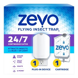 Zevo Fly Trap 1+1 Refill Plug-In UV Light Gnat & Fruit Fly Catcher