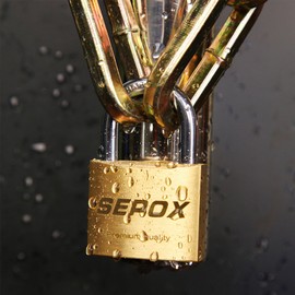 SEPOX® 6 Pcs Pack Heavy-Duty Solid Brass Padlocks with Same Keys 9 Pcs, Weather Proof Body 40mm 1-9/16", Anti-Rust & Anti-Cut Shackle, Outdoor Lock Keyed Alike for Gates, Shed, Fence, Gym Locker