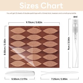 360 PCS Double Eyelid Tape Lace Mesh Droopy Eyelid Lifter Waterproof Eye Lift Tape 20 Sheets Lace Rose Gold Bottom XXL Size Invisible Eyelid Tape with Eyelid Lifter Strips Tools