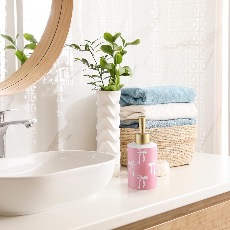 Reallnaive Pink Bow Soap Dispenser Cute Coquette Hand Soap Dispenser