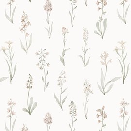 Wudnaye Beige Peel and Stick Wallpaper Floral Contact Paper 16.9in×118.1in Neutral Beige Contact Paper Cream Floral Wallpaper Self Adhesive Waterproof for Bathroom Bedroom Nursery Decor Walls Vinyl