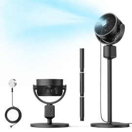 DR.PREPARE Misting Pedestal Fan Kit, Air Circulator Standing Fan with Magnetic Mister, 16-34" Adjustable Height, 70°Auto-Oscillation, 100°Tilt, 3 Speeds for Indoor Outdoor Use - Patio Backyard Bedroom