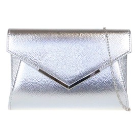 Girly Handbags Womens Metallic Frame Clutch Bag - Silver